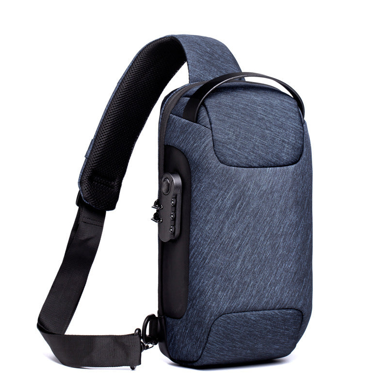 Waterproof USB Anti-Theft Bag Men Oxford Crossbody Shoulder Bag Sling Multifunction Short Travel Messenger Chest Pack