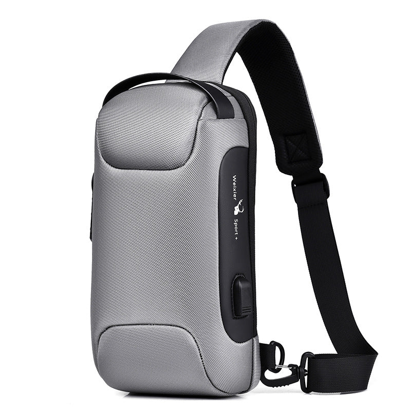 Waterproof USB Anti-Theft Bag Men Oxford Crossbody Shoulder Bag Sling Multifunction Short Travel Messenger Chest Pack