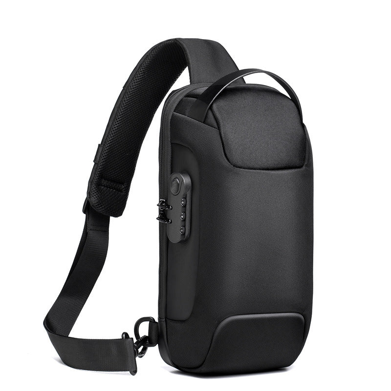 Waterproof USB Anti-Theft Bag Men Oxford Crossbody Shoulder Bag Sling Multifunction Short Travel Messenger Chest Pack