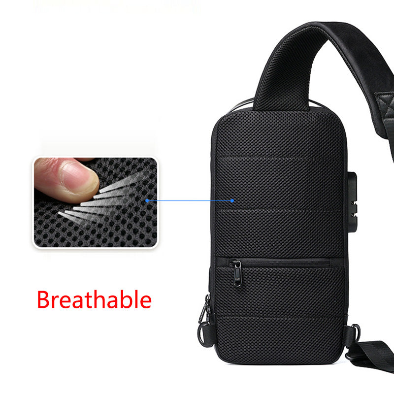 Waterproof USB Anti-Theft Bag Men Oxford Crossbody Shoulder Bag Sling Multifunction Short Travel Messenger Chest Pack