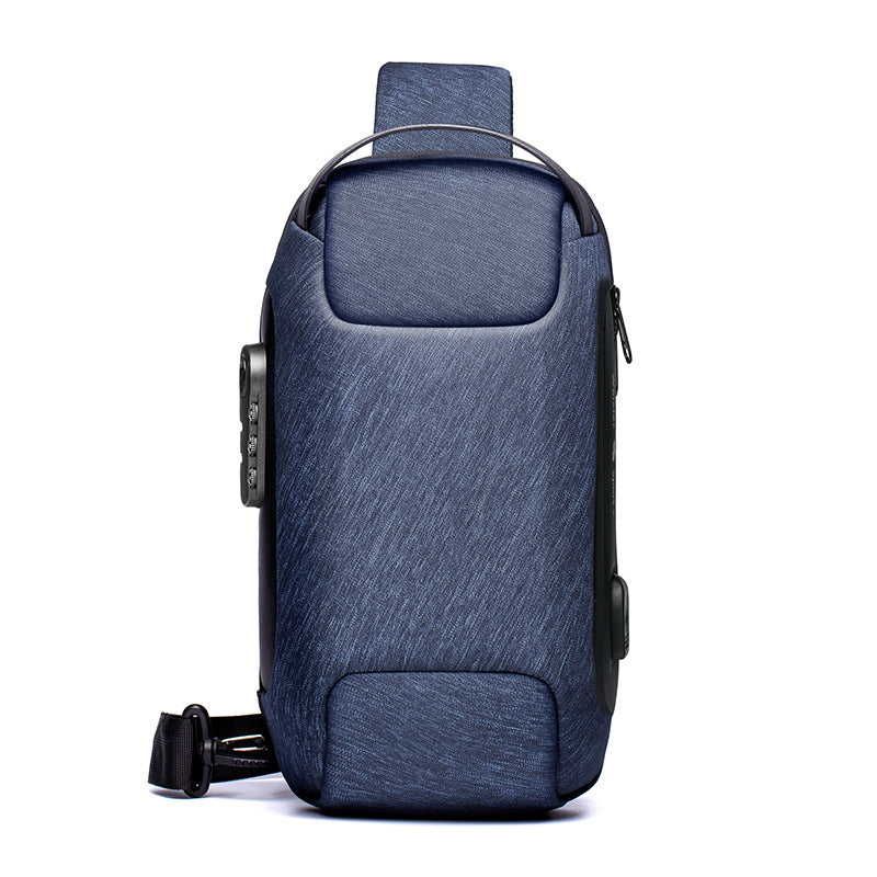 Waterproof USB Anti-Theft Bag Men Oxford Crossbody Shoulder Bag Sling Multifunction Short Travel Messenger Chest Pack