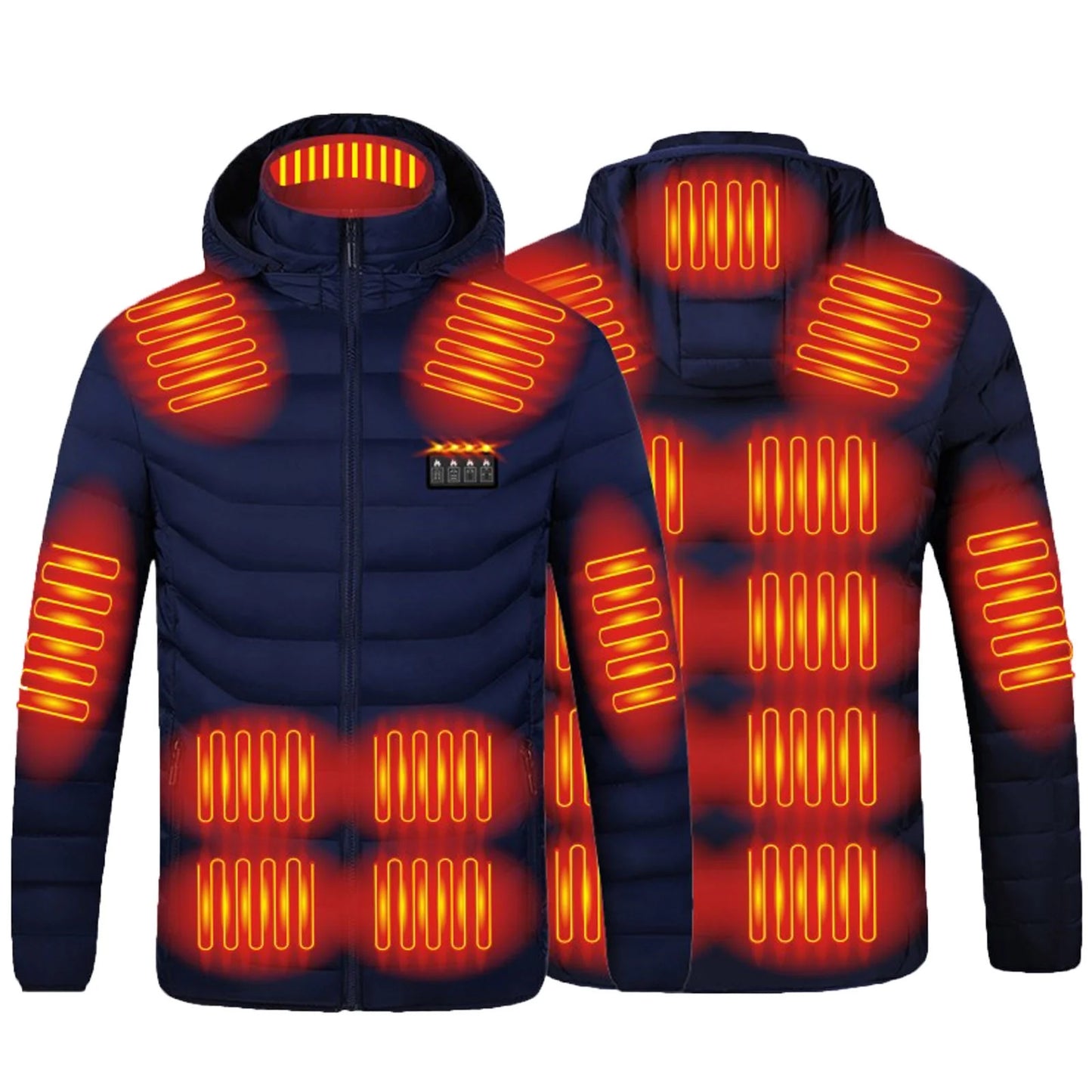 Winter Clearance 2024!  Heated Jacket for Men Women, Electric Heating Coat, 19 Heating Zones, Long Sleeve Hooded Zip Winter Heated Vest Windproof Outerwear(Battery Not Included)